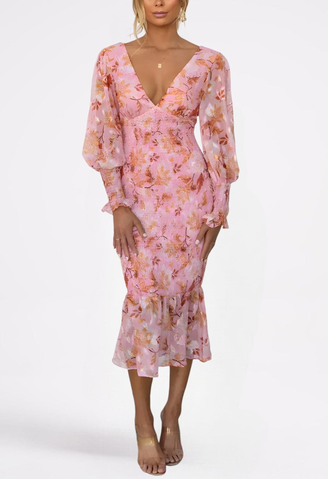 Erica Leaves Midi Dress